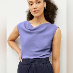MM Lafleur The Nora Draped Boatneck Top Eco Soft Wave Iris Size XL